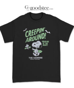 Snoopy And Woodstock Creepin Around Creature Of The Night T-Shirt